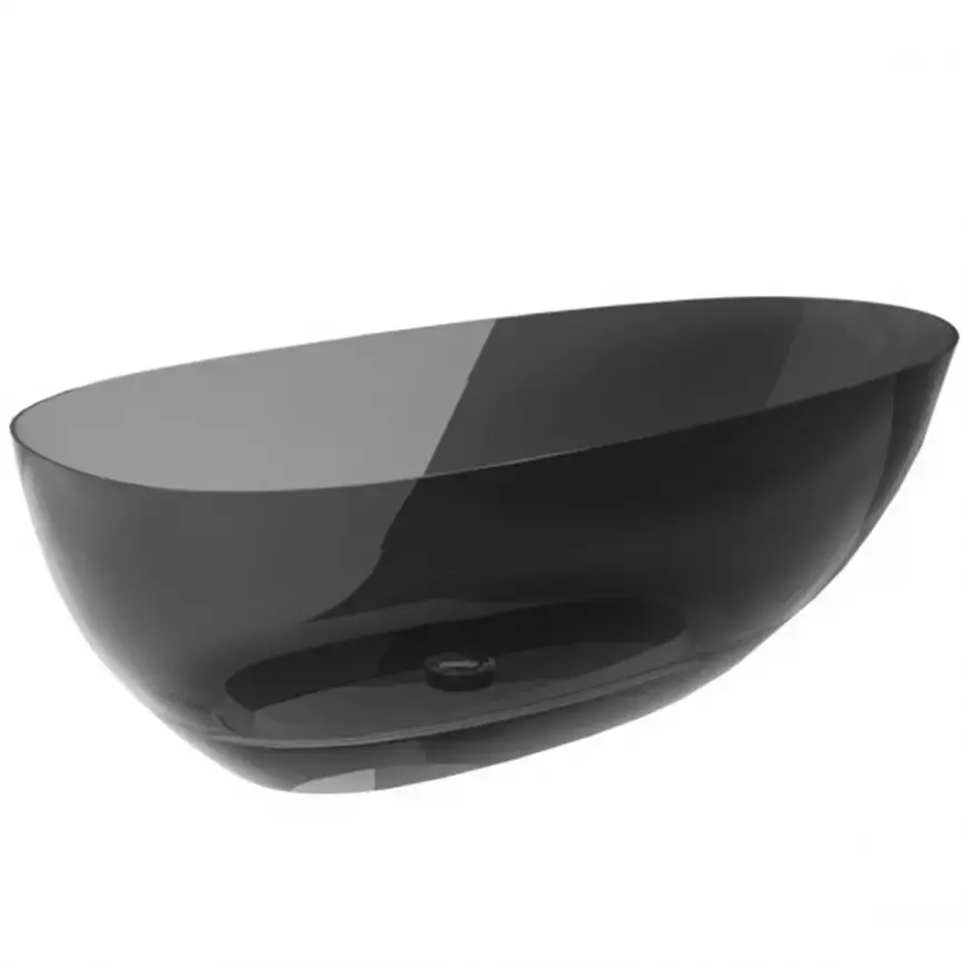 Volně stojící vana Xara 160/75 Carbon Grey, sifon s výpustí click-clack, černý mat