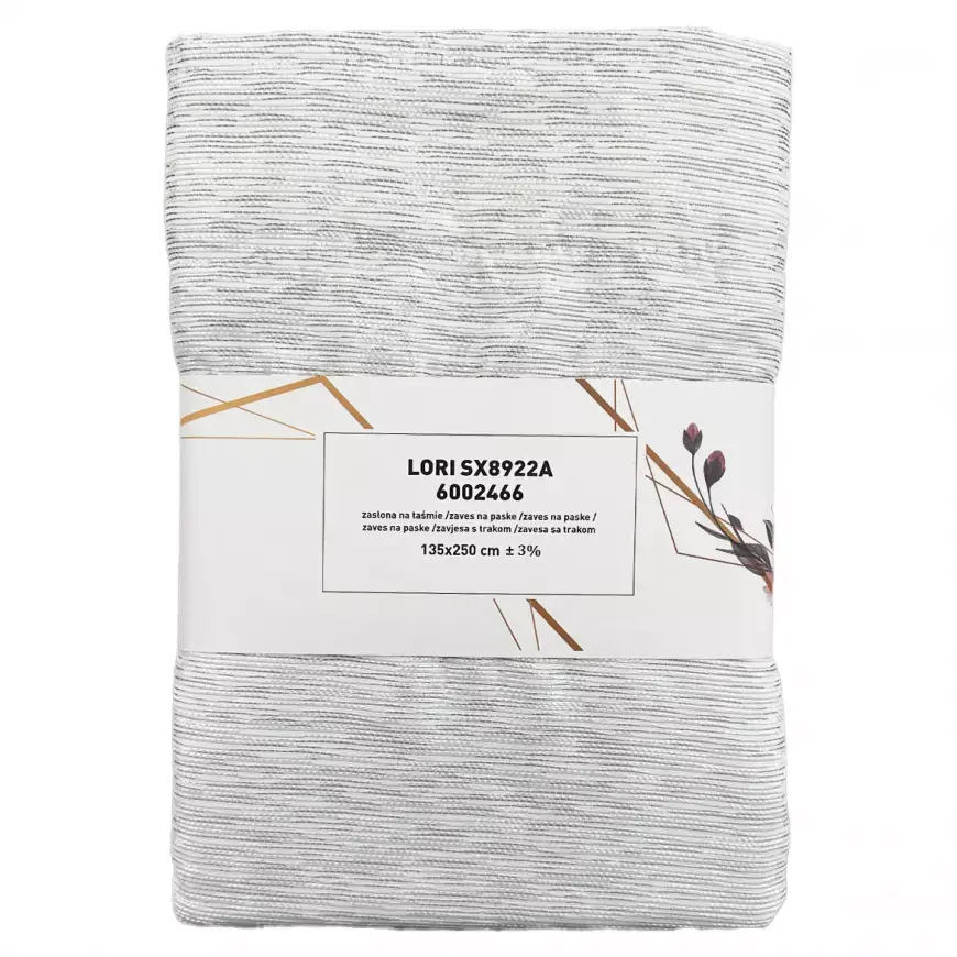 Závěs s řasící páskou Lori SX8922A 135x250 šedý