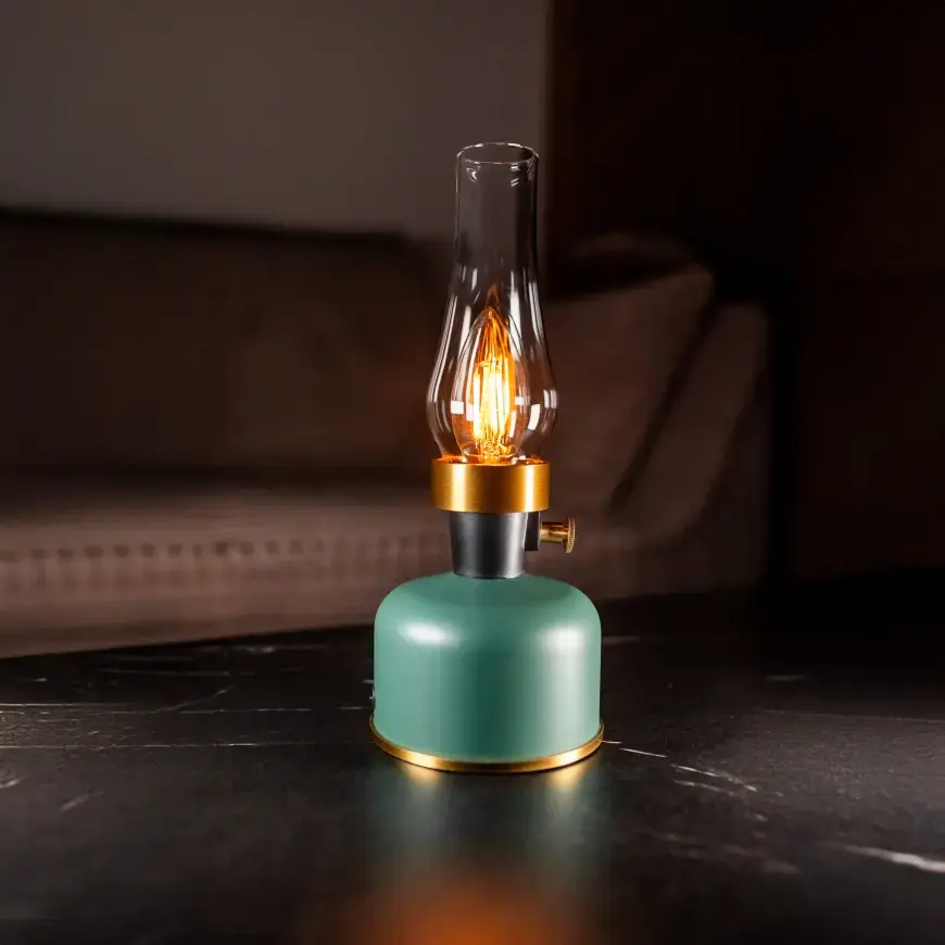 Stolní lampa Olia USB IP44 green