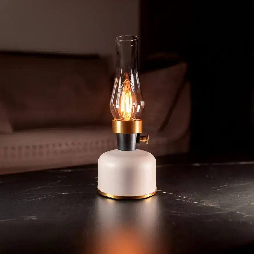 Stolní lampa Olia USB IP44 beige