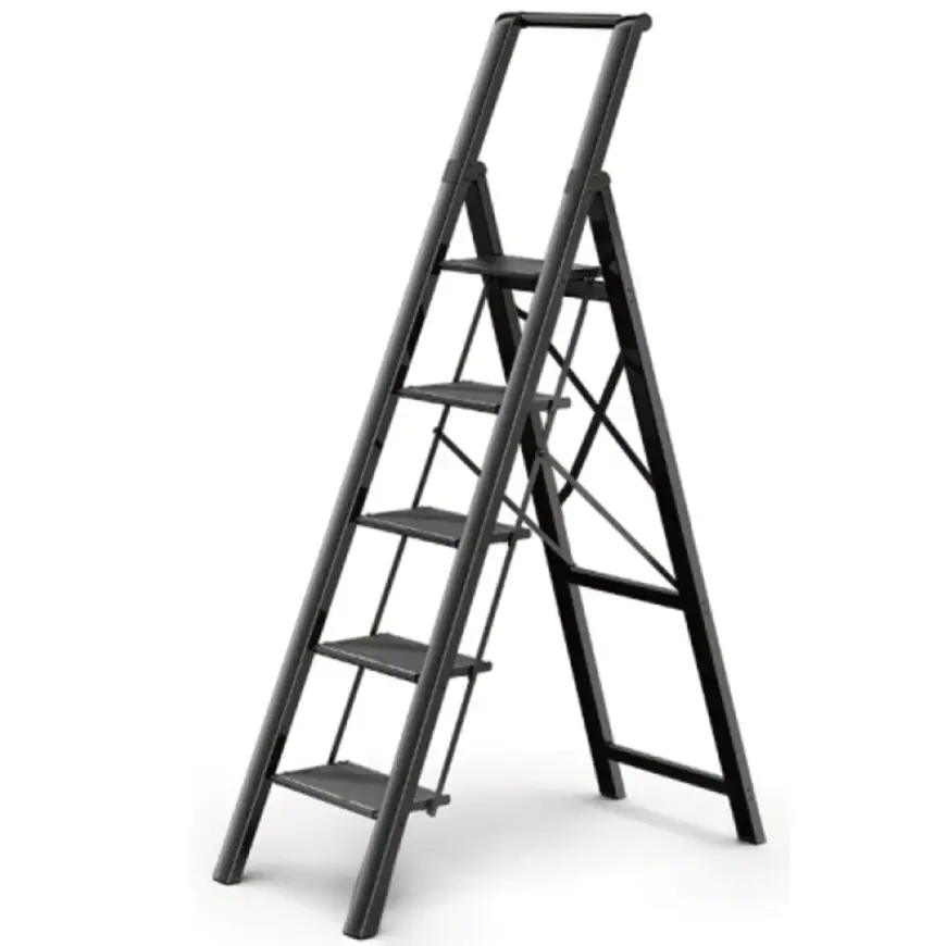 Domácí žebřík PREMIUM, černý, 5 stupně