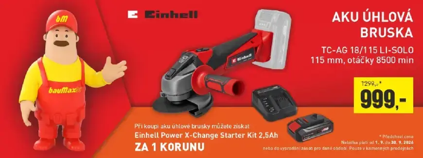 Aku úhlová bruska TC-AG 18/115 LI-SOLO + Startovací sada POWER-X-CHANGE 18 V/2,5 AH