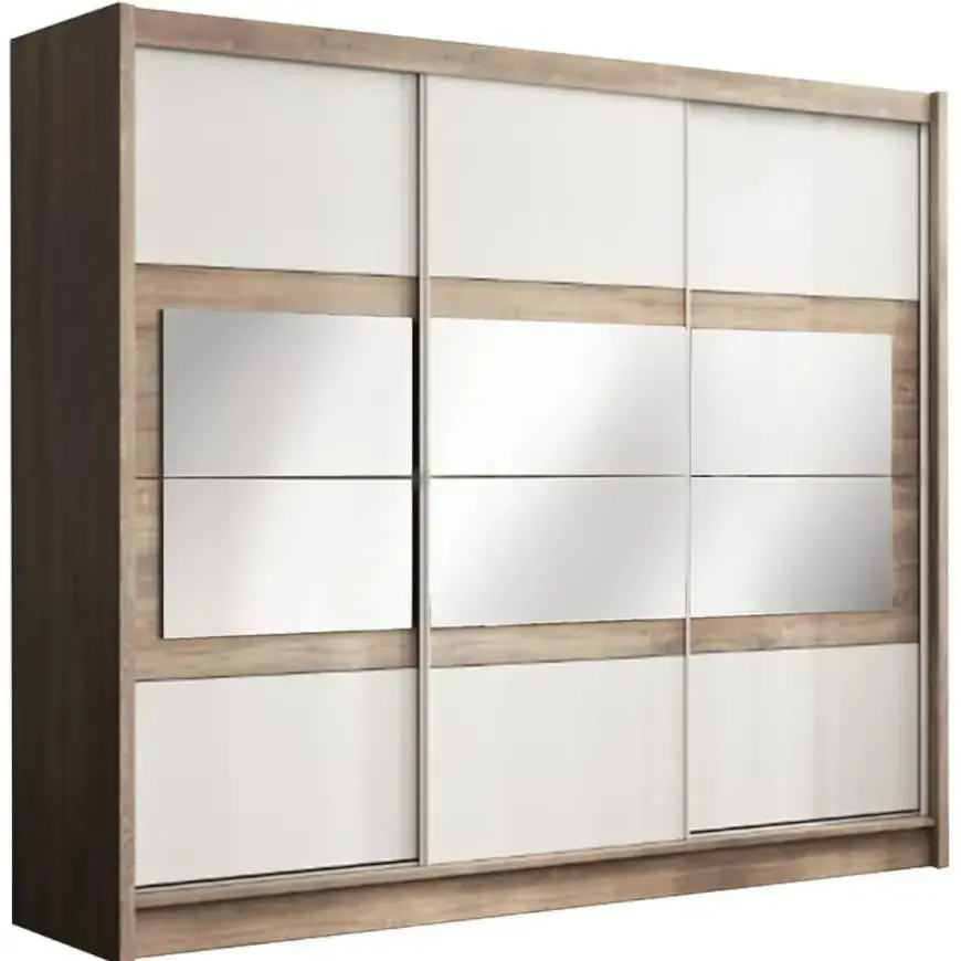 Šatní skříň Salwador 250cm Country Grey/Zrcadlo