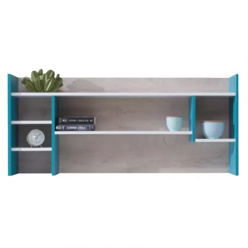 Polička Planet 125x55x24 cm Bílý/Dub/Tyrkysový