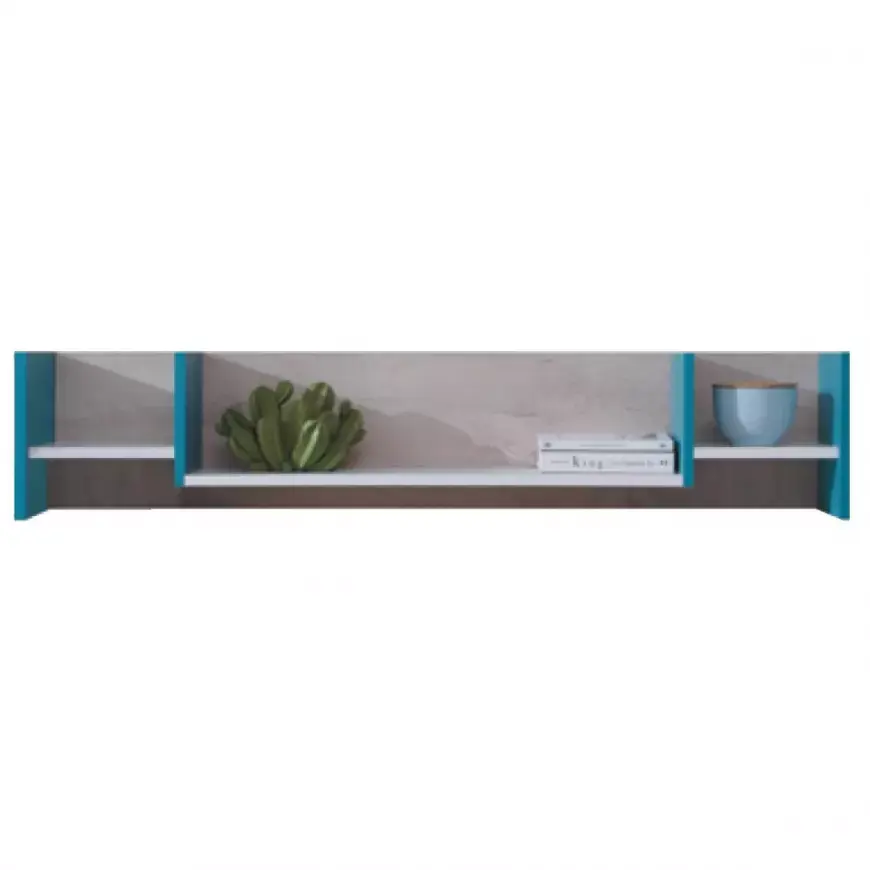 Polička Planet 125x55 cm Bílý/Dub/Tyrkysový