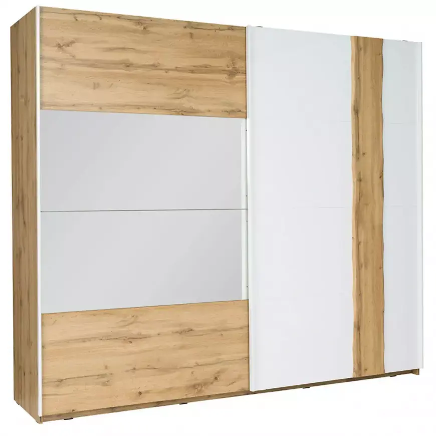 Šatní skříň Wood 200 cm Bílá/Dub Wotan