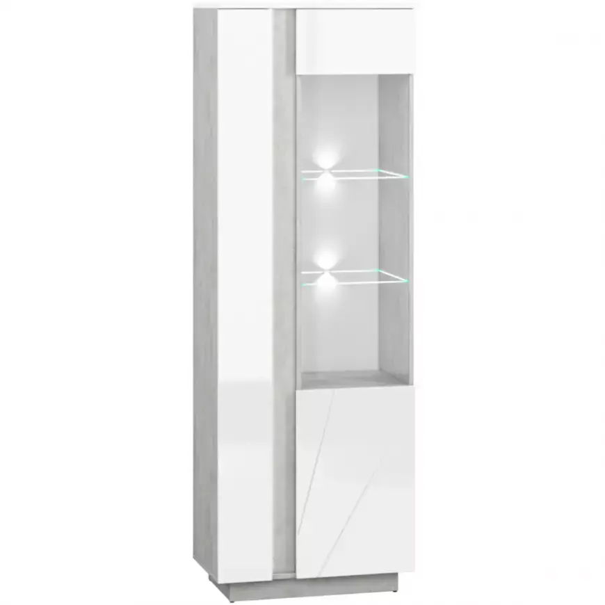 Vitrína Lumens 78 cm, bílá / beton 201x69x40 cm