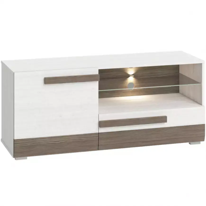 TV Stolek Blanco 128 cm, borovice sněžná / new grey