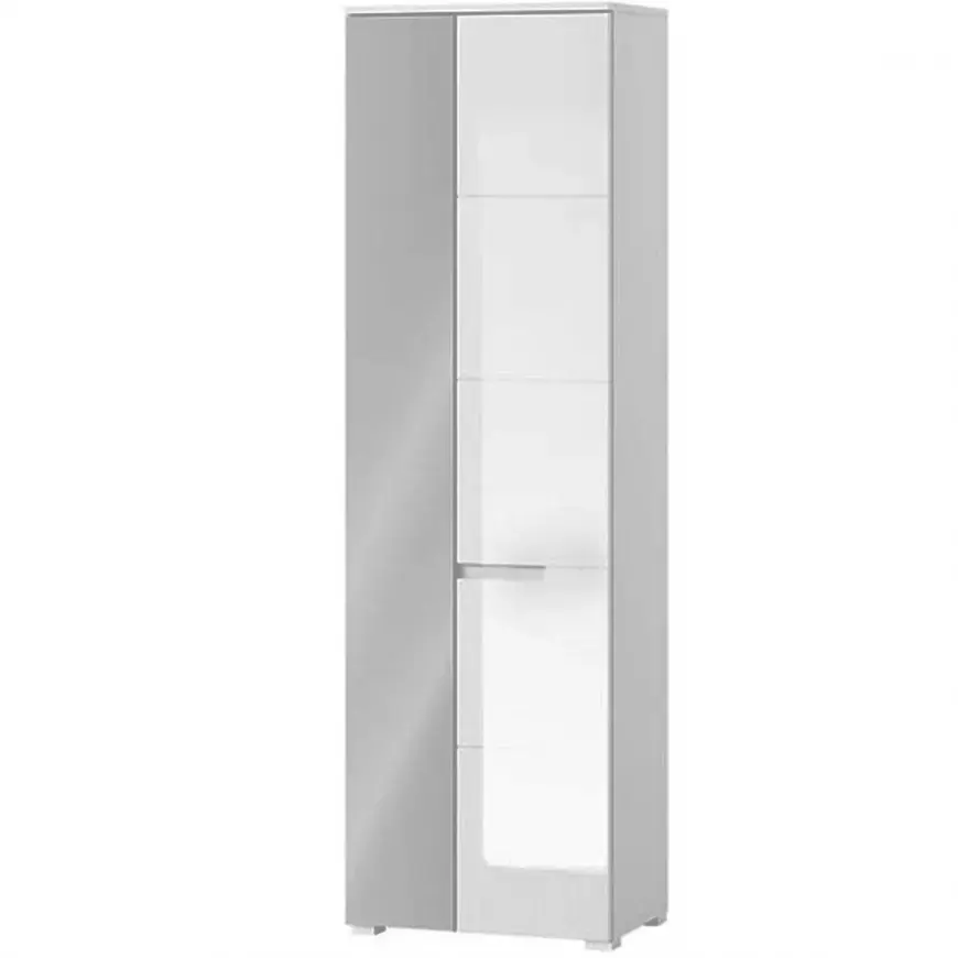 Šatní skříň Selene 60 cm, bílá mat / bílá lesk