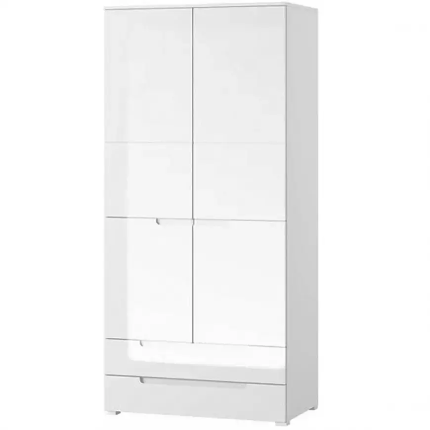 Šatní skříň Selene 100 cm, bílá mat / bílá lesk