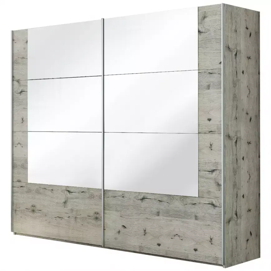 Šatní skříň Talin 250cm Dub Wellington/Zrcadlo