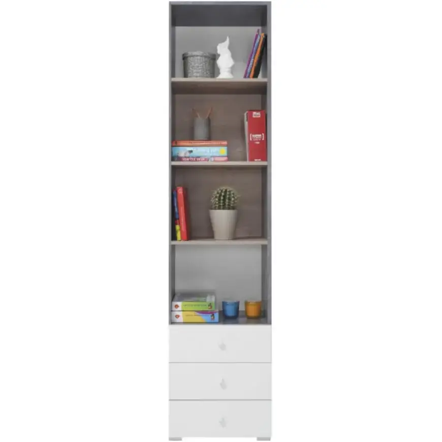 Regál Sigma 45x190 cm Beton/Bílá/Dub