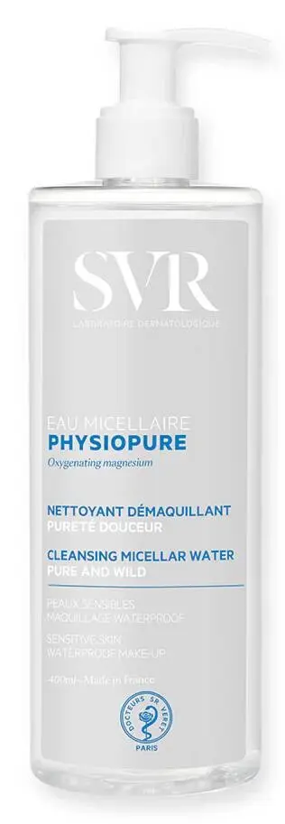 SVR PhysioPure jemná čistící micelární voda na obličej a oční okolí (All Make-up Even Waterproof) 400 ml