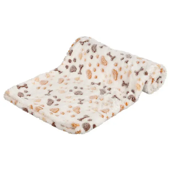 Deka pro psy LINGO kosti,tlapky 100x150cm bílá/béžovTR
