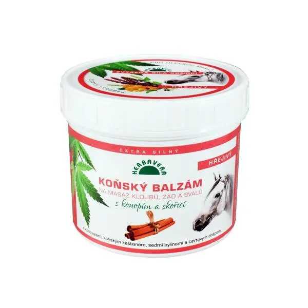 Herbavera Koňský balzám s konopím, skořicí a capsaicinem hřejivý, 500 ml