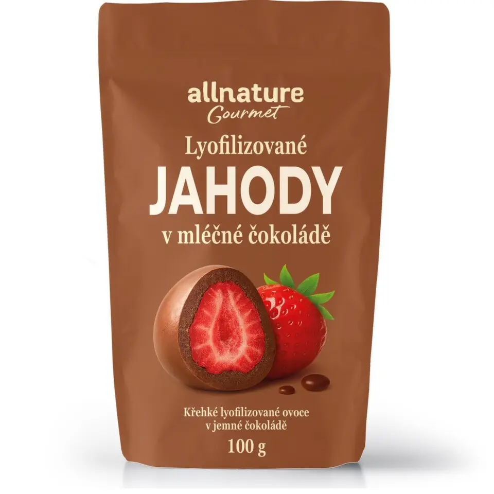 Allnature Mrazem sušené jahody v mléčné čokoládě 100 g