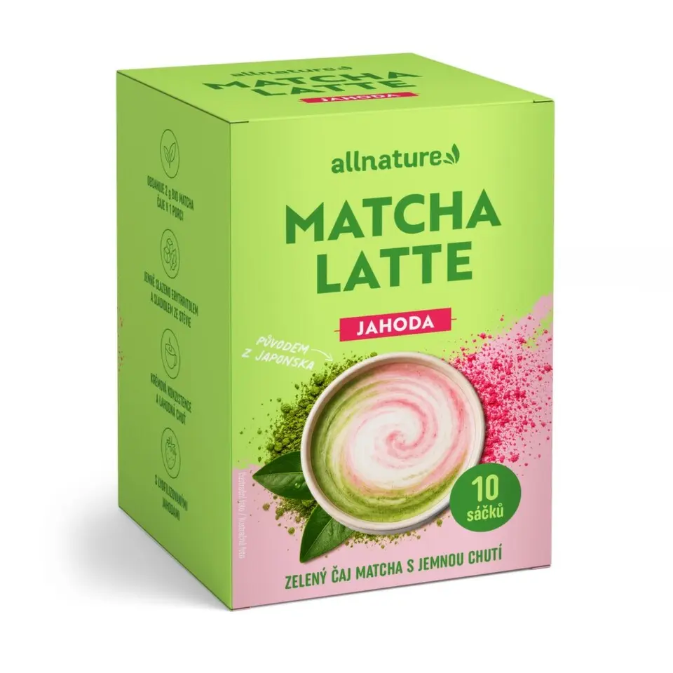 Allnature Matcha latte jahoda 10x20g