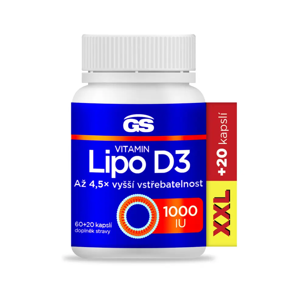 GS Vitamin Lipo D3 1000 IU XXL 60 + 20 kapslí