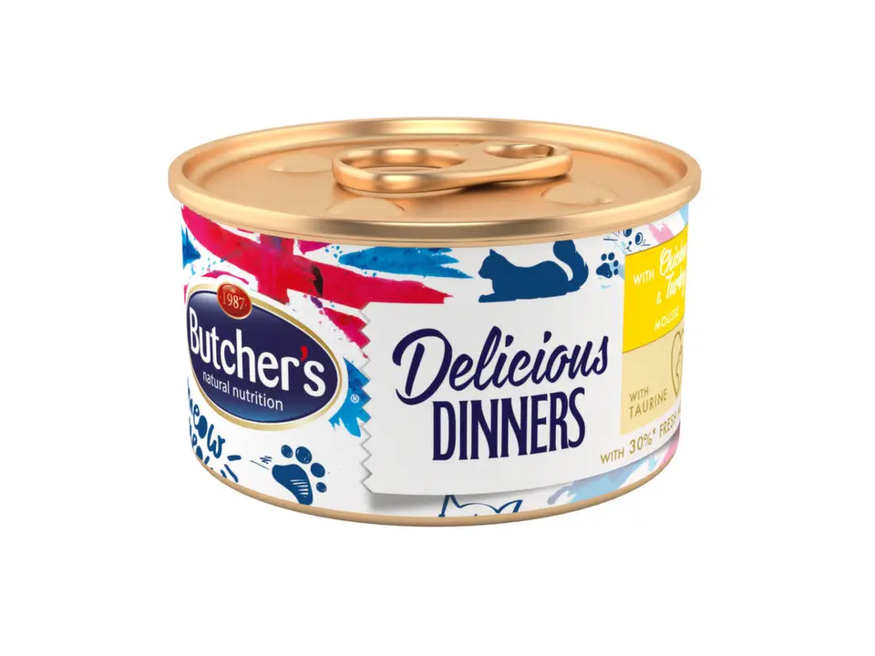 Butcher's Cat Delic.Dinners kuře+krůta konz. 85g + Množstevní sleva