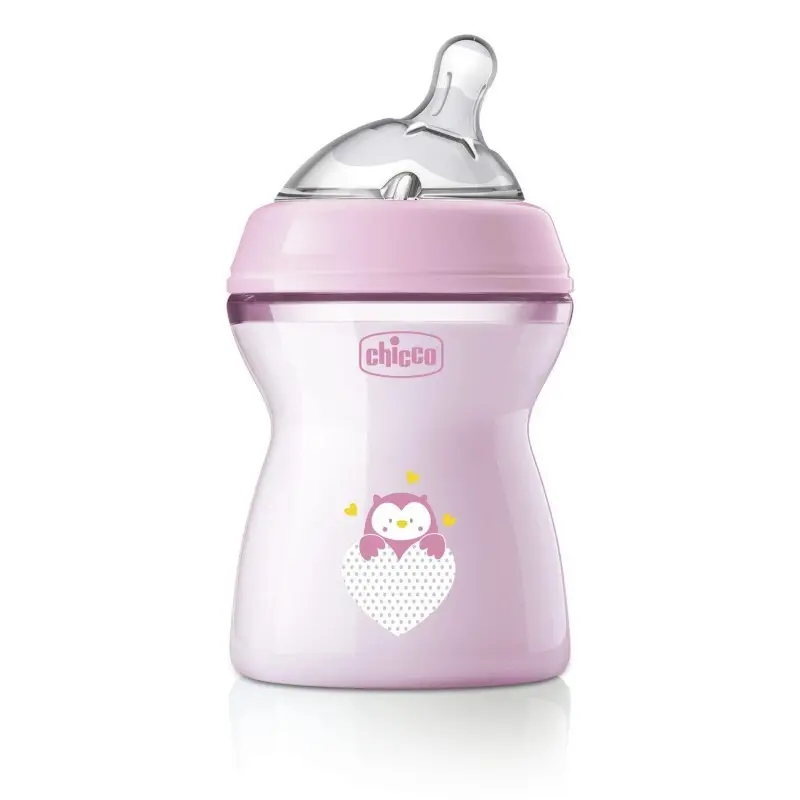 Chicco Skleněná antikoliková kojenecká lahev 250 ml 0+ růžová
