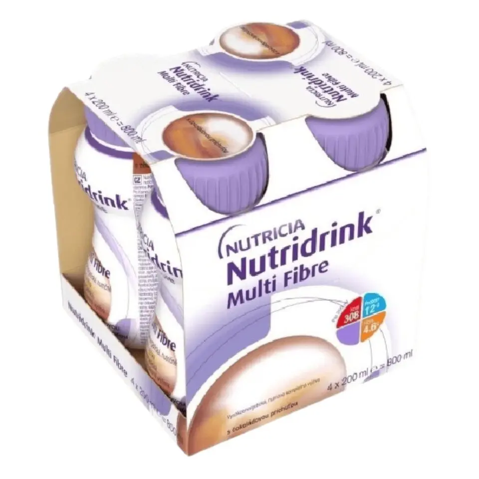 NUTRIDRINK MULTI FIBRE S PŘÍCHUTÍ ČOKOLÁDOVOU POR SOL 4X200ML