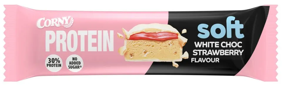 Corny Proteinová tyčinka Soft s jahodovou příchutí v bílé čokoládě 45 g