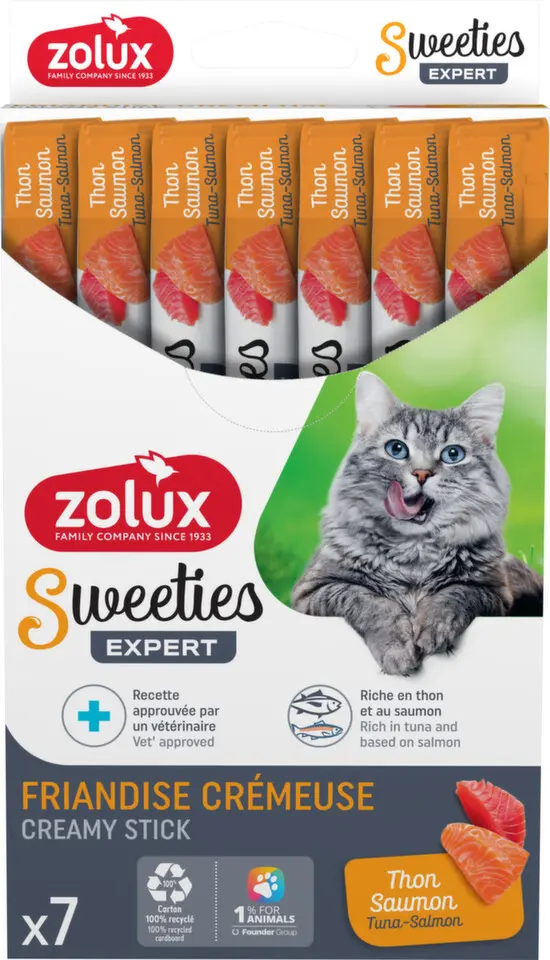 Pochoutka kočka SWEETIES tuňák a losos 7ks Zolux + Množstevní sleva