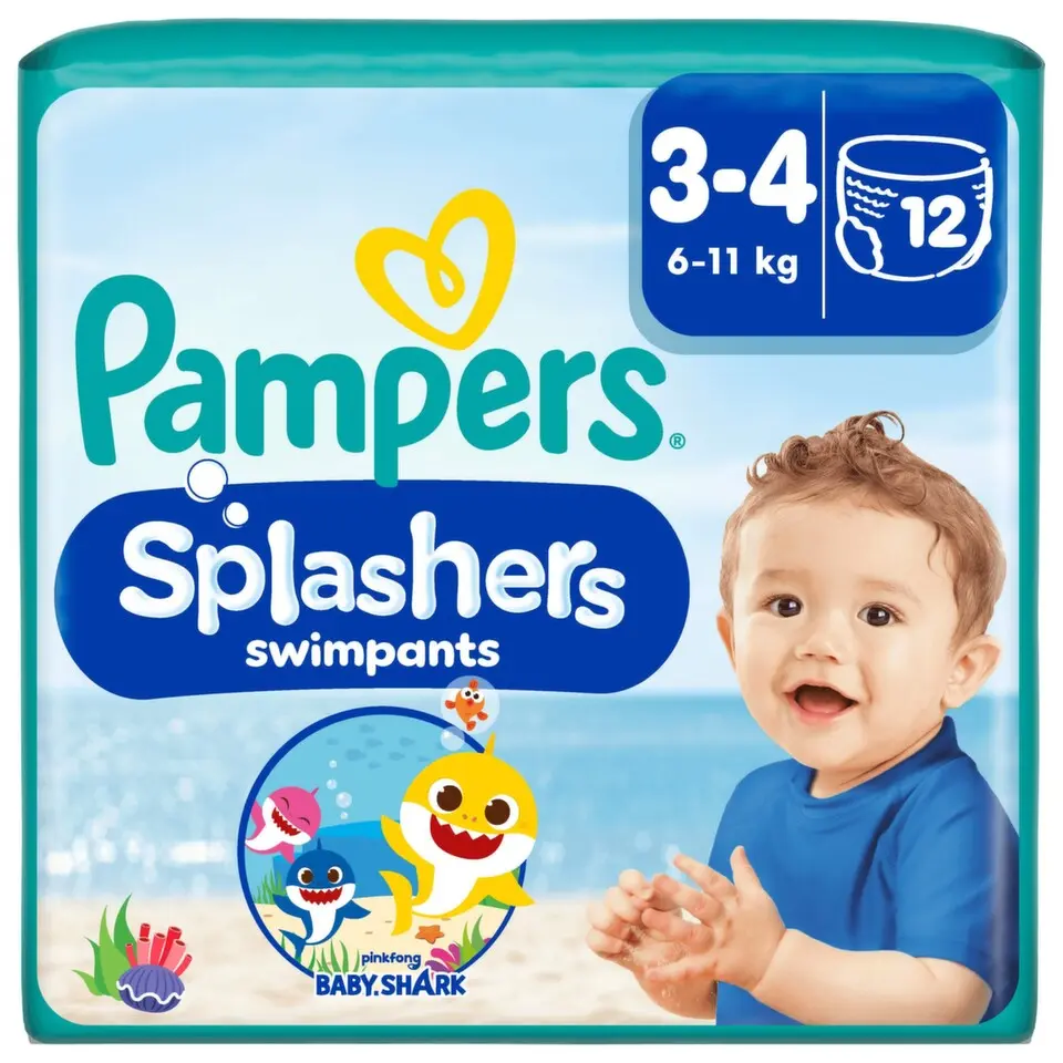 Pampers Splashers Baby Shark 3 plenkové kalhotky do vody 12 ks