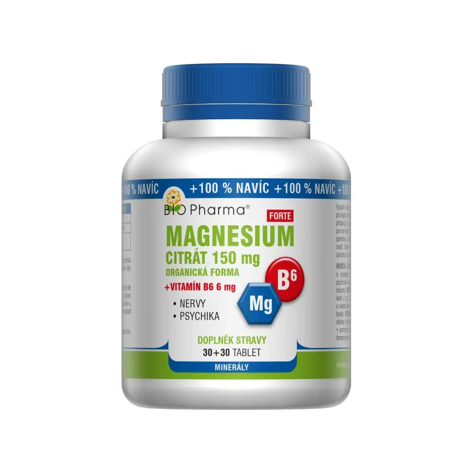 BIO Pharma Magnesium citrát 150 mg + Vitamin B6 60 tablet