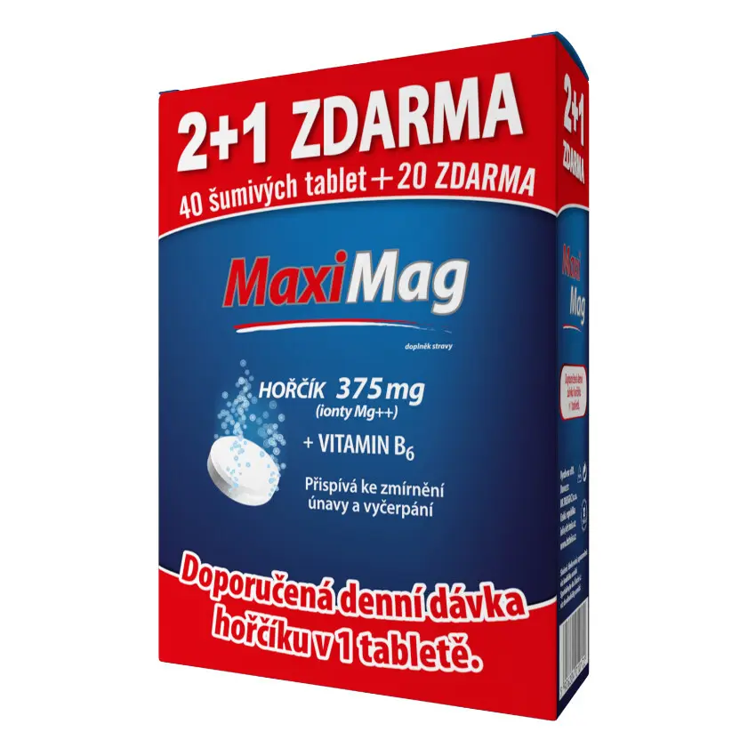 MaxiMag Hořčík+B6 šumivé tbl.2+1 ZDARMA 3x20 tbl.
