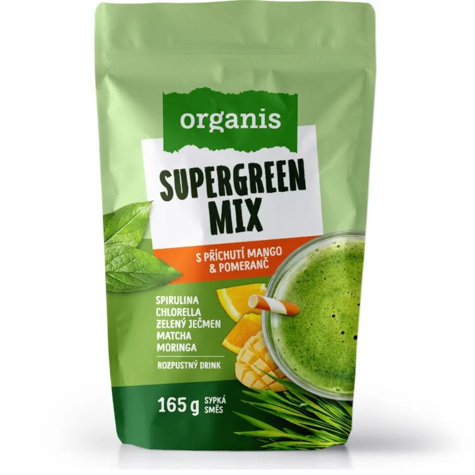 Organis Supergreen Mix mango&pomeranč 165g