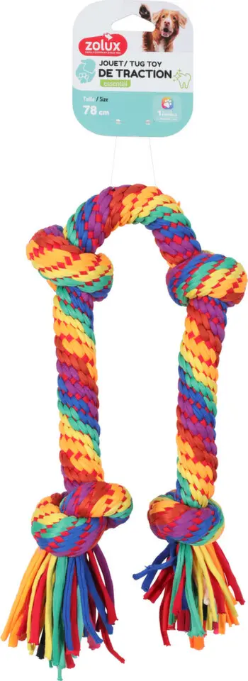 Hračka pes RAINBOW 4 Uzly 78cm Zolux