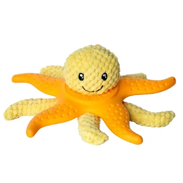 Hračka pes OCTOPUS & STARFISH plyš,TPR oranž.27cm Kiwi