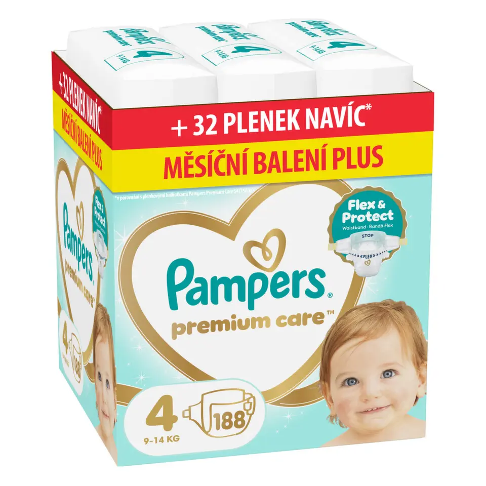 Pampers Premium Care 4 plenky 9-14kg 188ks