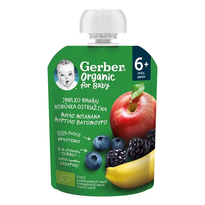 Gerber Jabl.ban.borův.ostruž.kapsička BIO 90g 6m+