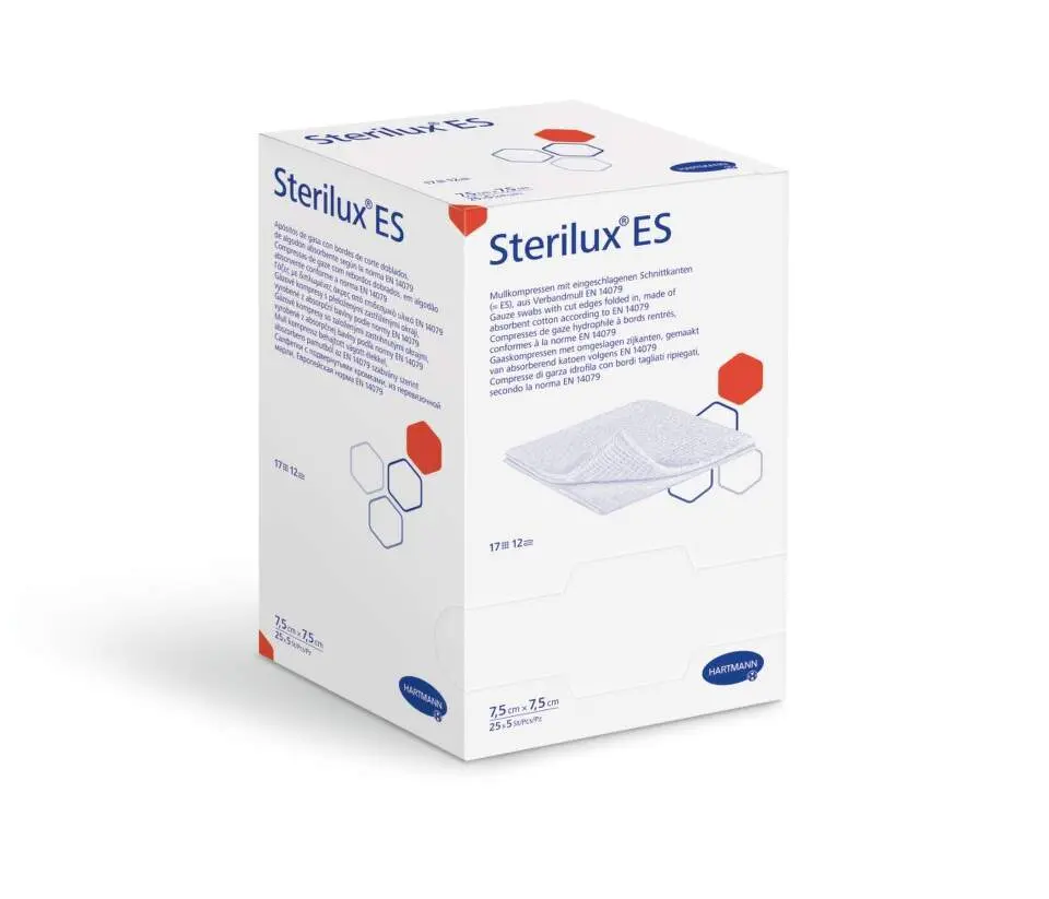 GÁZA SKLÁDANÁ KOMPRESY NESTERILNÍ STERILUX ES 7,5X7,5CM,8 VRSTEV,100KS