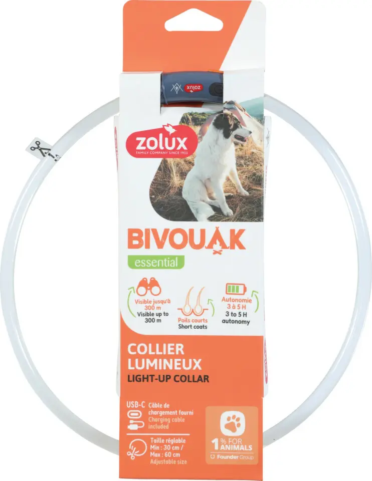 Zolux Obojek LED Bivouak USB Modrý - 30 až 60cm