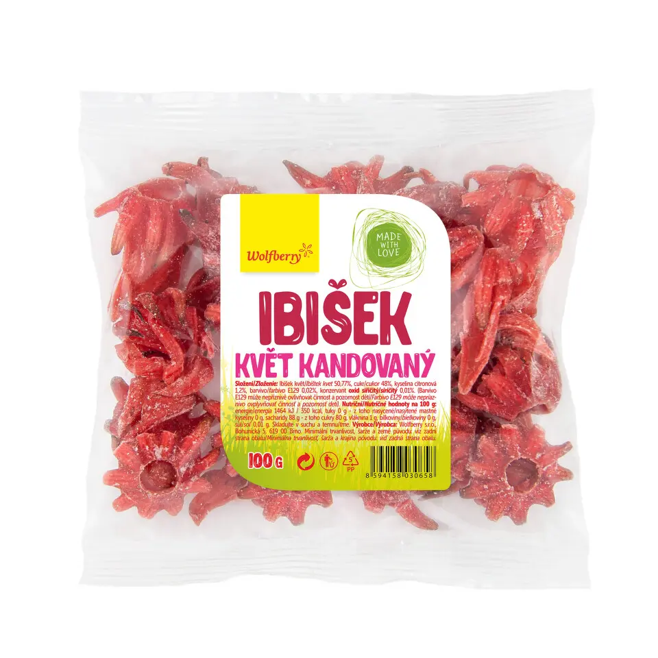 Ibišek květ kandovaný 100g Wolfberry