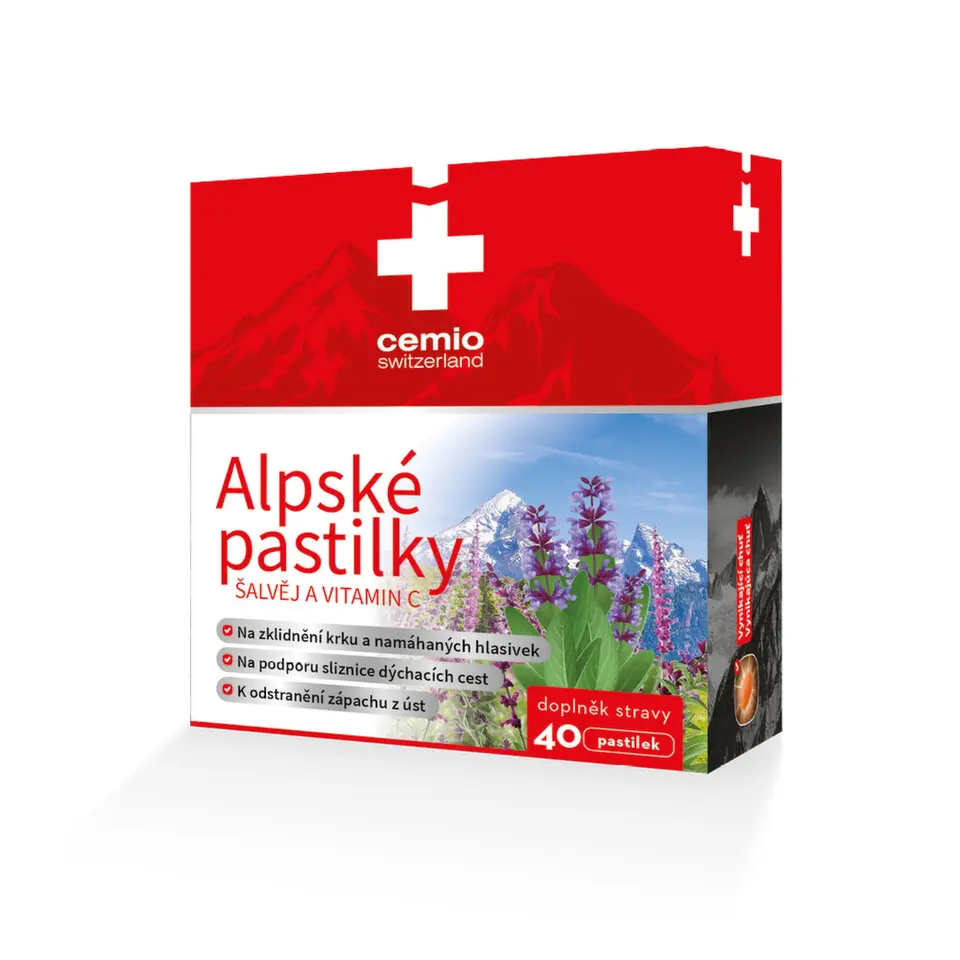 Cemio Alpské pastilky Šalvěj a vitamin C, 40 pastilek