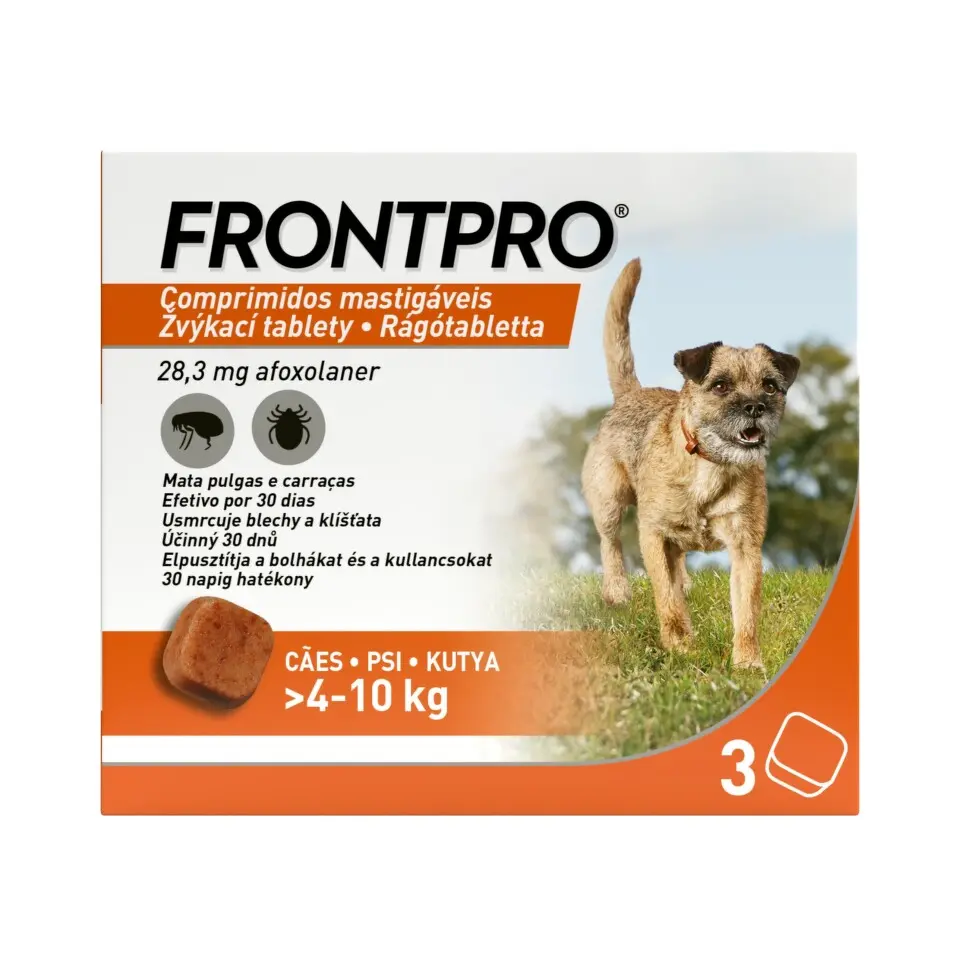 Frontpro žvýkací tablety pro psy 4-10kg 28,3mg 3 tablety