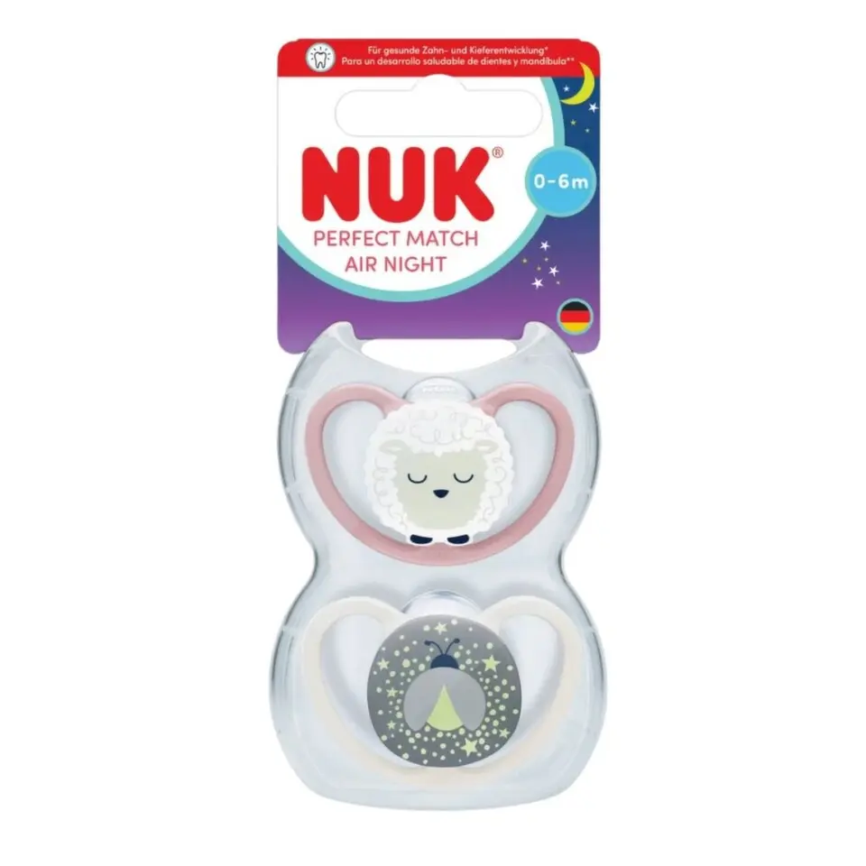 NUK Dudlík Perfect Match Air Night 0-6m 2 ks, různé druhy 2 ks