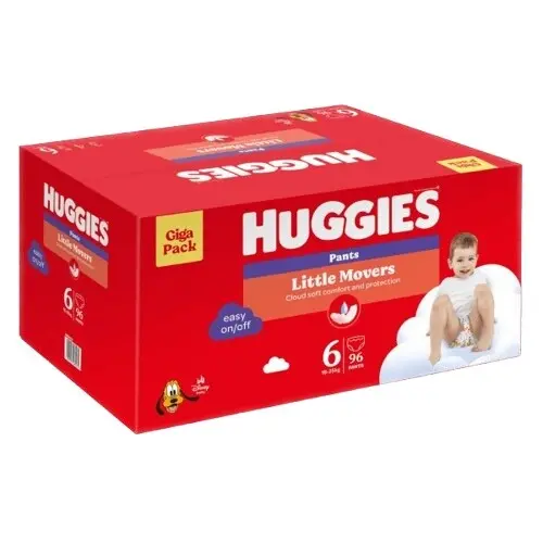 HUGGIES Little movers pant 6 plenkové kalhotky box 15-25 kg 96 kusů