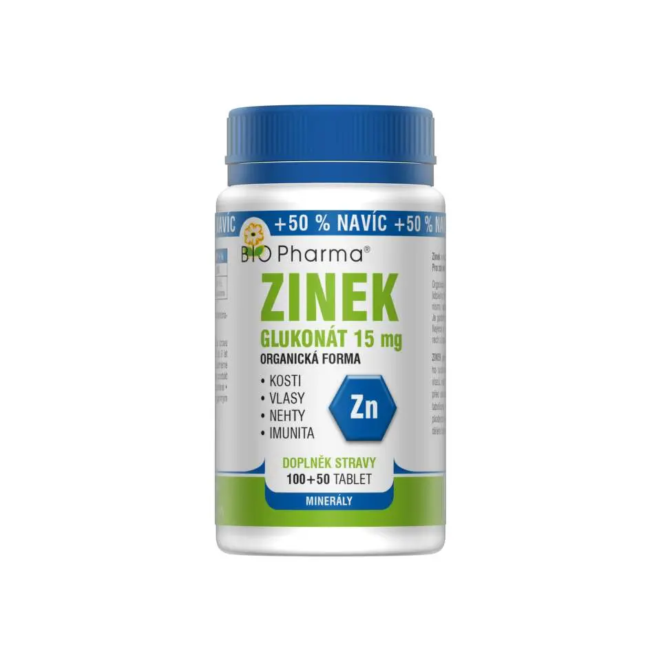 Zinek glukonát 15mg tbl.100+50 BIO-Pharma