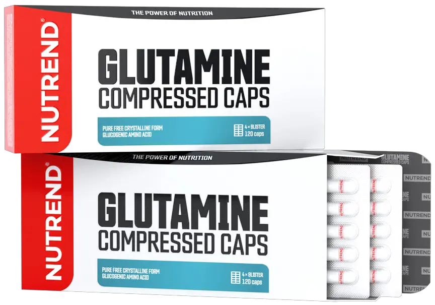 NUTREND GLUTAMINE COMPRESSED CAPS, obsahuje 120 kapslí