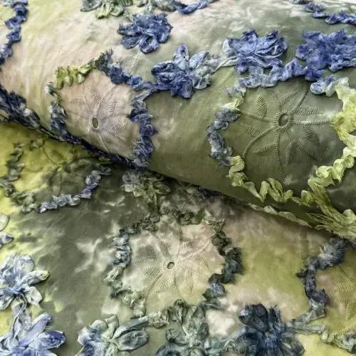 Bavlněná látka TIE DYE EMBROIDERY Eva tape design A