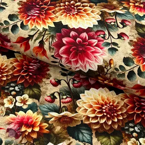 Viskóza se lnem Rosalie design A digital print