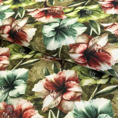 Viskóza se lnem Azalea design C digital print