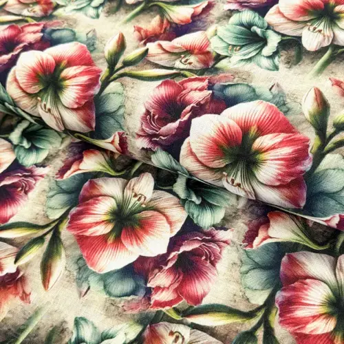 Viskóza se lnem Azalea design A digital print