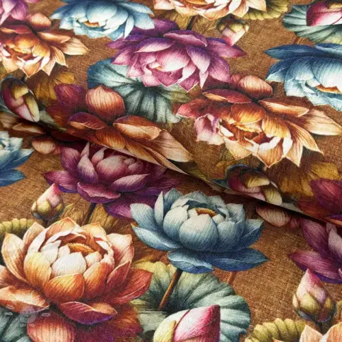 Viskóza se lnem Marigold design C digital print