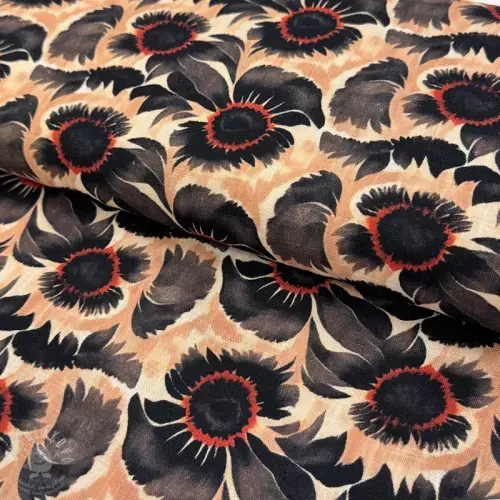 Viskóza se lnem Sunlower design B digital print